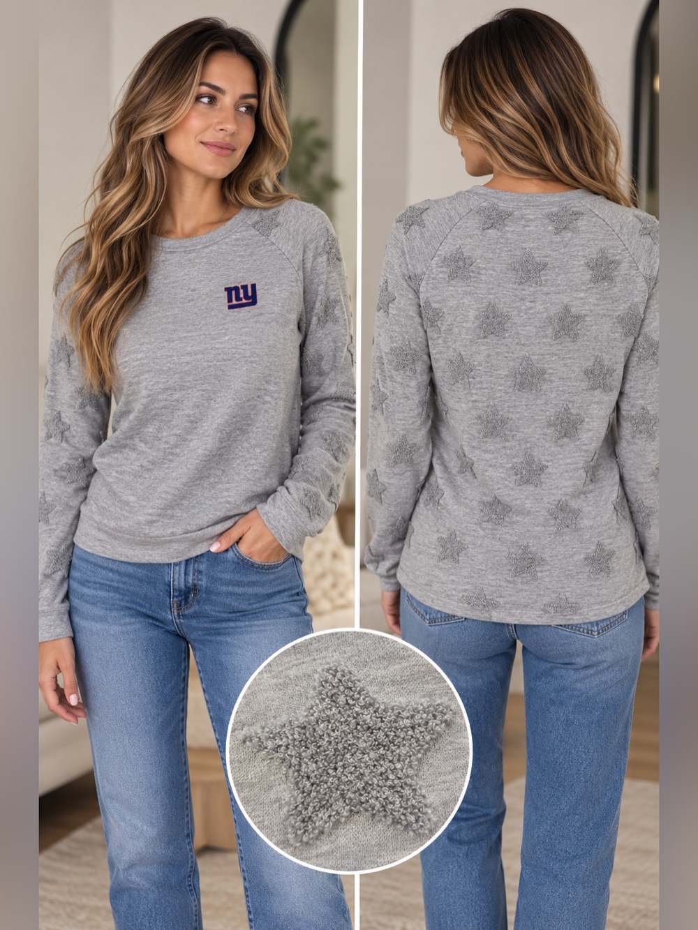 New York Giants NFL Women's Star Top Lightweight Sweater Size Small